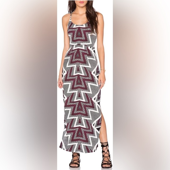 Free People SERVES YOU RIGHT Maxi Split Aztec Bohemian Western Dress Size 0 US - Picture 6 of 12